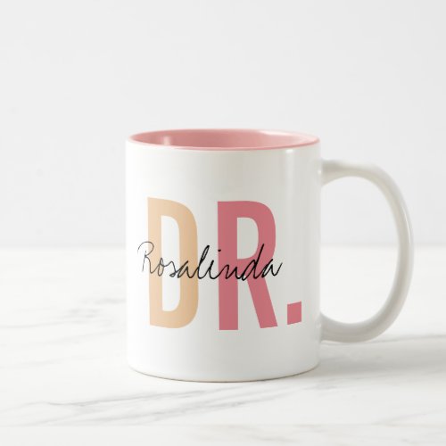 Trendy New Doctor PhD Custom Name Appreciation Gif Two_Tone Coffee Mug