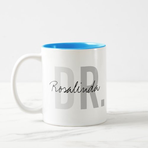 Trendy New Doctor PhD Custom Name Appreciation Gif Two_Tone Coffee Mug