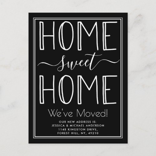 Trendy New Home Sweet Home Typography Moving Announcement Postcard