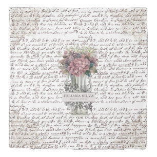 Trendy newspaper background in script style Floral Duvet Cover