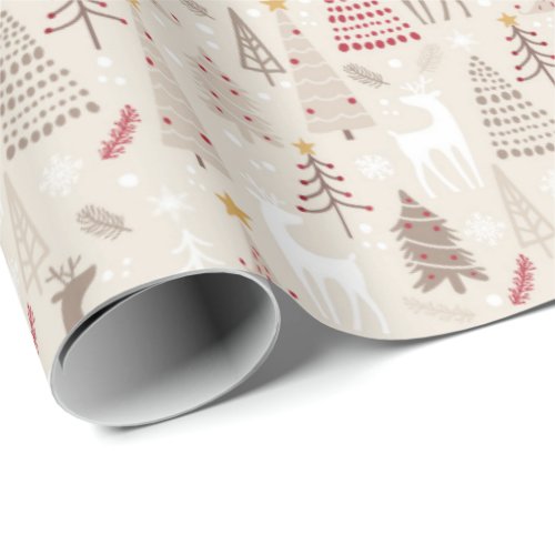 Trendy Nordic Neutral Earth Colors Brown Beige Red Wrapping Paper