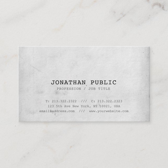 Trendy Nostalgic Look Elite Design Plain Luxury Business Card (Front)