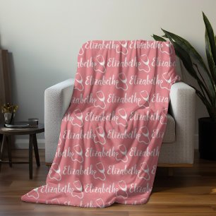 Trendy Nurse Personalized Calligraphy Name Pink Fleece Blanket