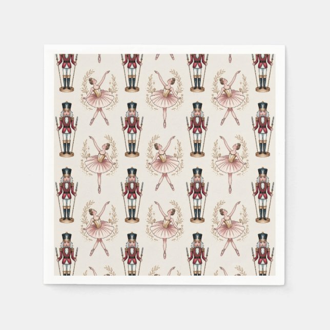 Trendy Nutcracker and Ballerina ballet dancer Napkins (Front)