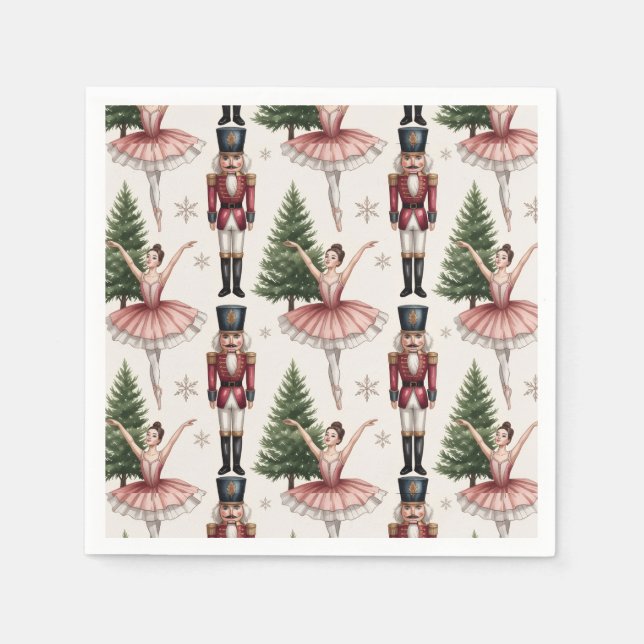 Trendy Nutcracker and Ballerina ballet dancer Napkins (Front)