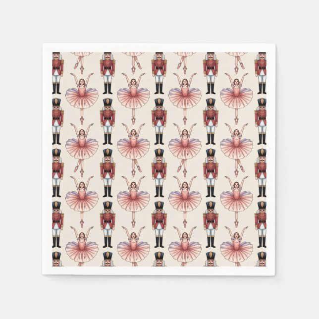 Trendy Nutcracker and Ballerina ballet dancer Napkins (Front)