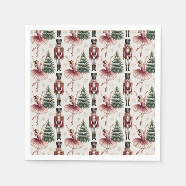Trendy Nutcracker and Ballerina ballet dancer Napkins (Front)