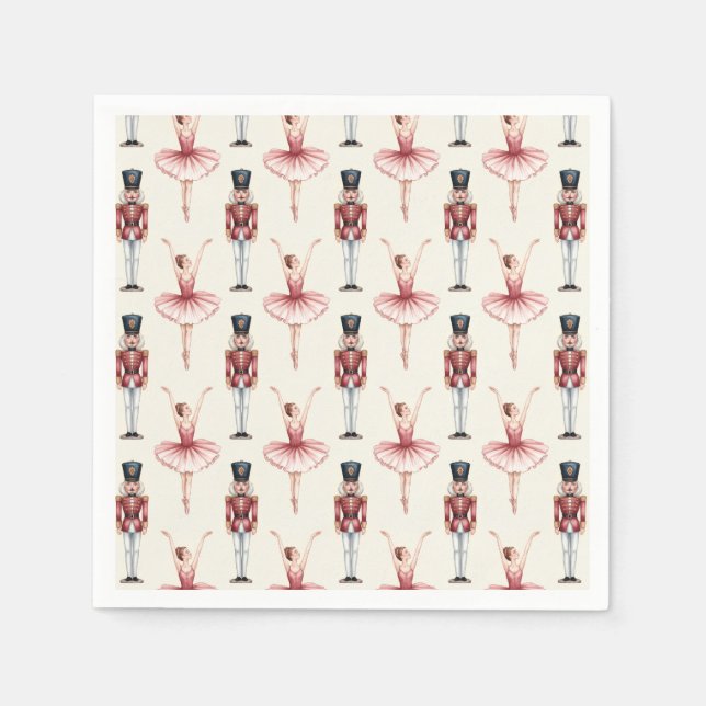 Trendy Nutcracker and Ballerina ballet dancer Napkins (Front)