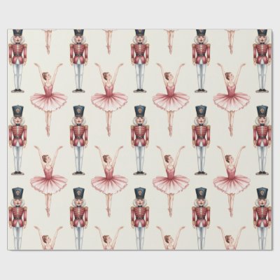Trendy Nutcracker and Ballerina ballet dancer      Wrapping Paper