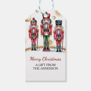 Trendy Nutcracker Merry Christmas  Gold Glitter    Gift Tags