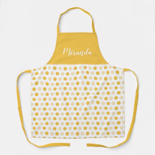 Trendy ocher polka dot pattern with name apron