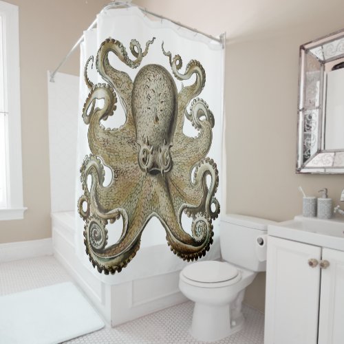 Trendy  Octopus Black  Shower curtain silver gold