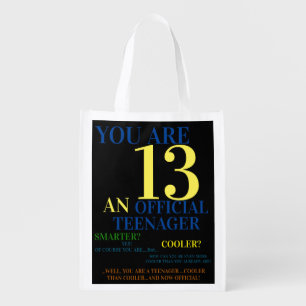 Trendy Official Teenager 13th Birthday Boy Grocery Bag