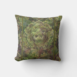 Trendy olive green floral throw pillow