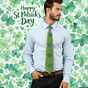 Trendy Olive Green with Heart Pattern Neck Tie