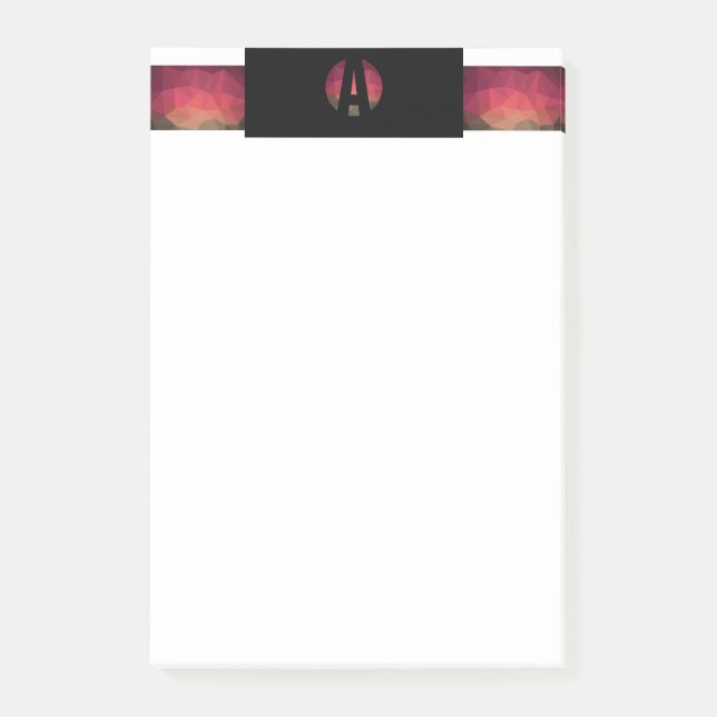 Trendy ombre colorful design monogram post-it notes (Front)