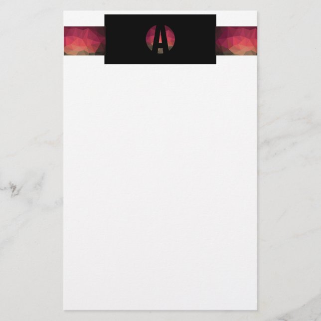 Trendy ombre colorful design monogram stationery (Front)