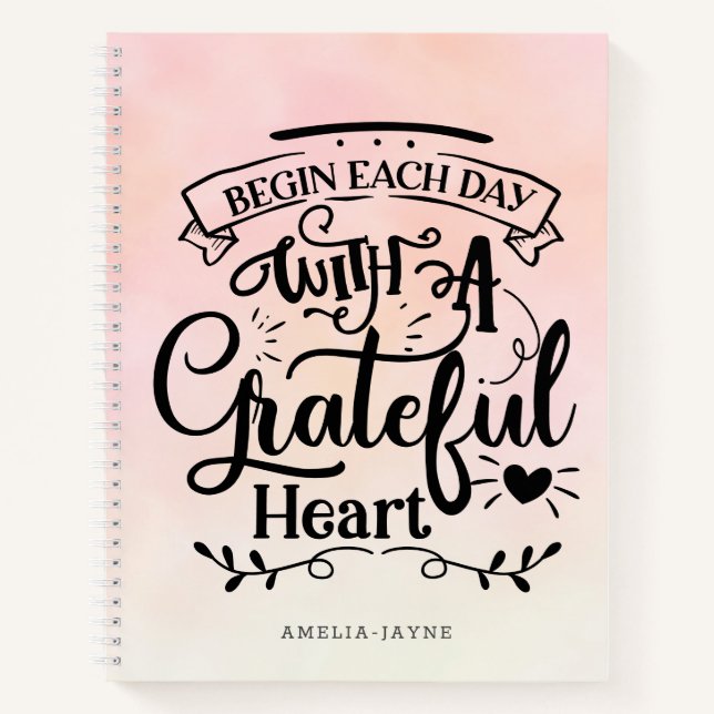 Trendy Ombre Grateful Heart Gratitude Journal (Front)