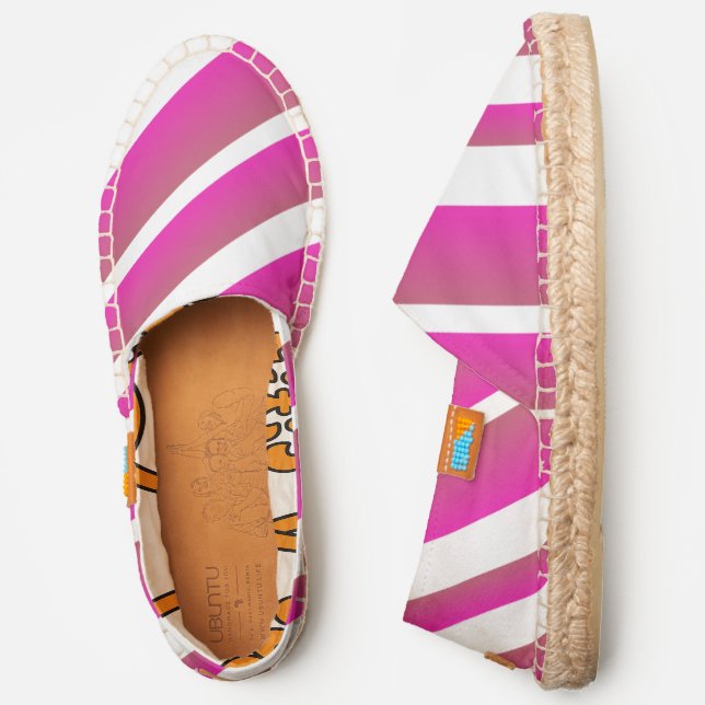 Trendy Ombre Hot Pink Diagonal Stripes Espadrilles (Side)