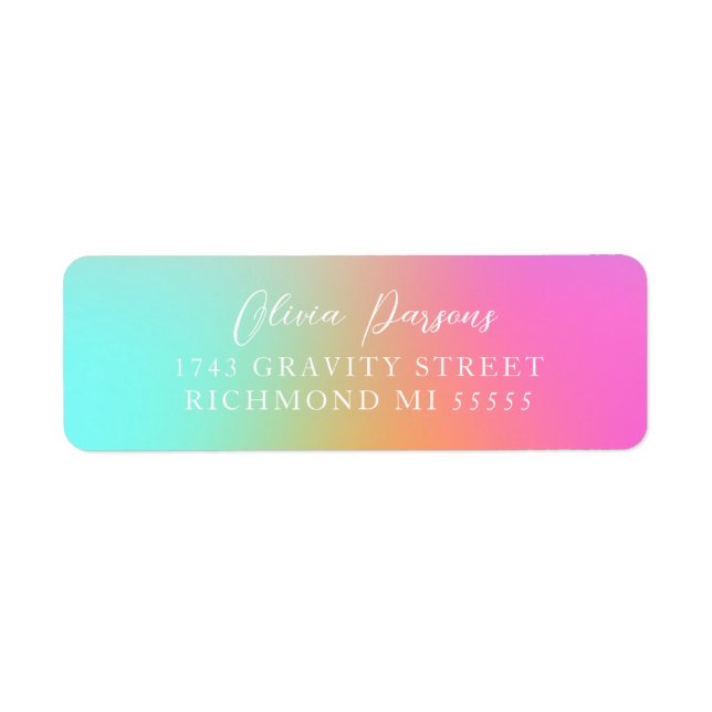 Trendy Ombre Rainbow Gradient Scripted Design  Label (Front)