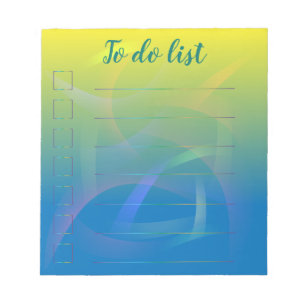 Trendy Ombre Yellow to Blue Abstract To Do List Notepad