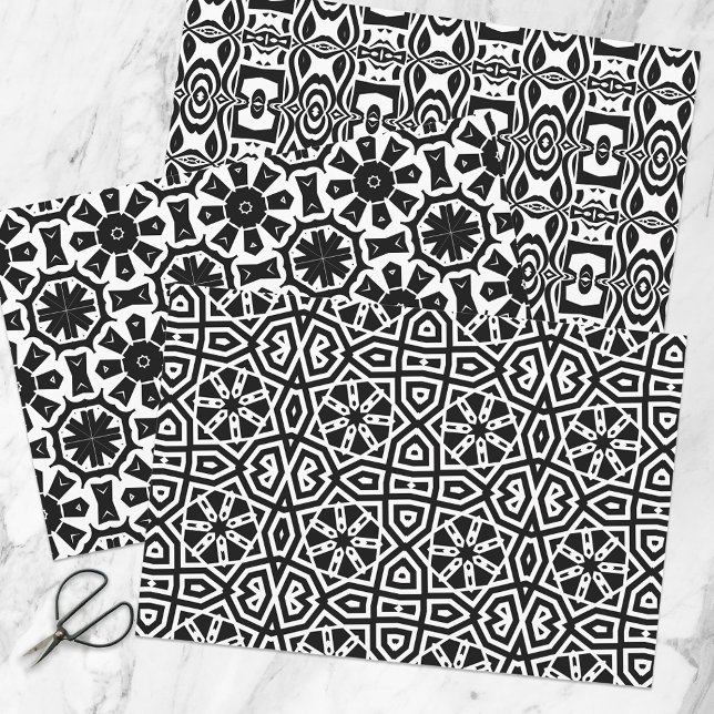Trendy Op Art Chic Black & White Geometric Pattern Wrapping Paper Sheets (Creator Uploaded)