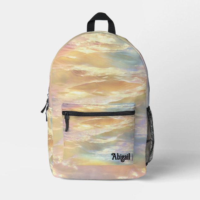 Trendy Opal Iridescent Holographic School Backpack (Front)