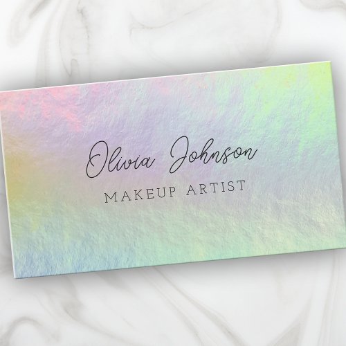 Trendy Opal Stone Holographic Business Card