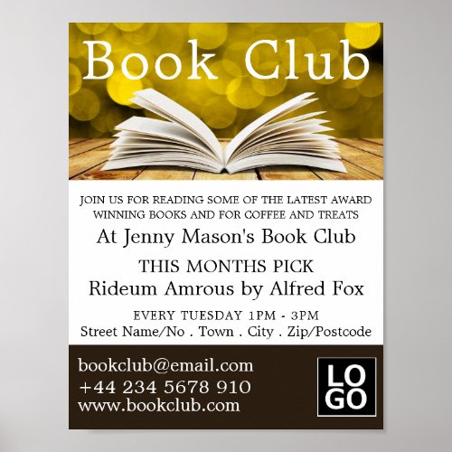 Trendy Open Book Book Club Advertising Poster