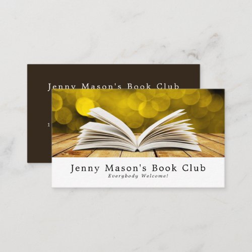 Trendy Open Book Book Club Business Card