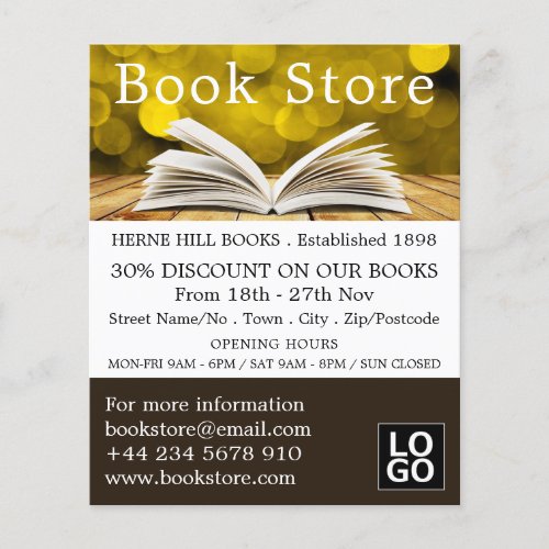 Trendy Open Book Book Store Advertising Flyer