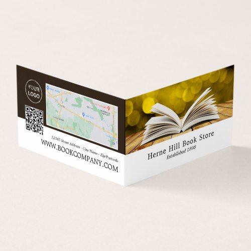 Trendy Open Book Book Store Detailed Loyalty Business Card