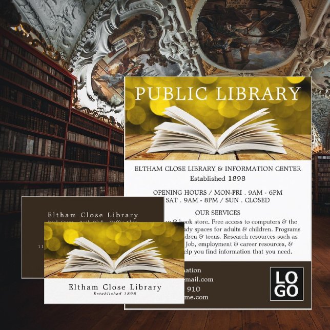 Trendy Open Book, Librarian, Library Business Card (Creator Uploaded)