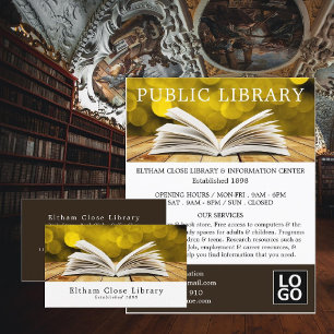 Trendy Open Book, Library Advertising Flyer
