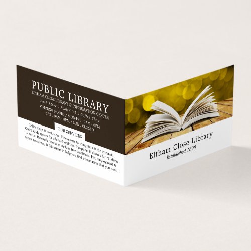 Trendy Open Book Library Librarian Detailed Business Card