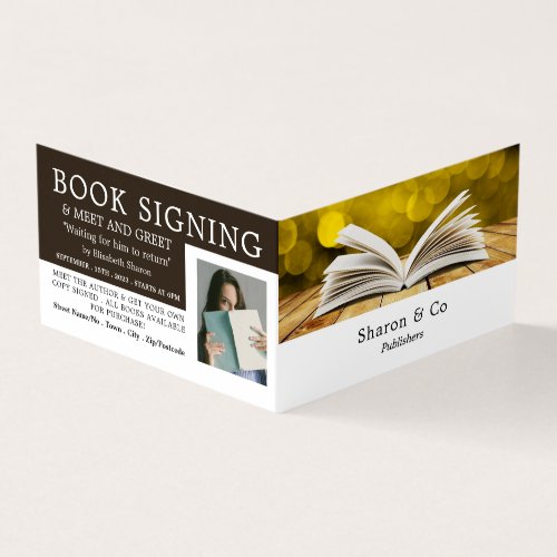 Trendy Open Book Publisher Writer Book Signing Business Card