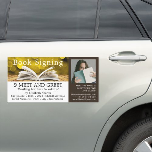 Trendy Open Book, Writers Book Signing Advertising Car Magnet