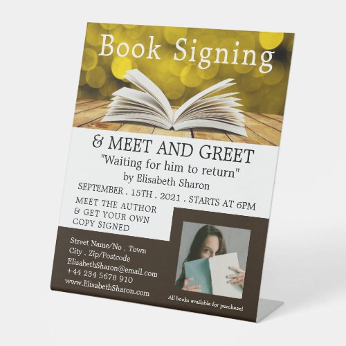 Trendy Open Book Writers Book Signing Advertising Pedestal Sign
