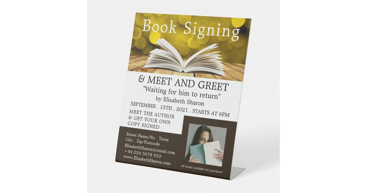 Trendy Open Book, Writers Book Signing Advertising Pedestal Sign | Zazzle