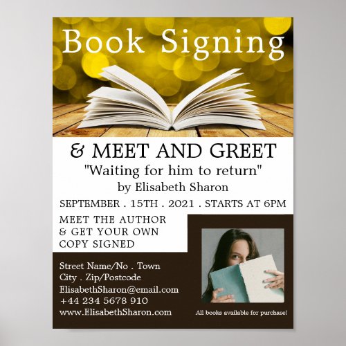 Trendy Open Book Writers Book Signing Advertising Poster