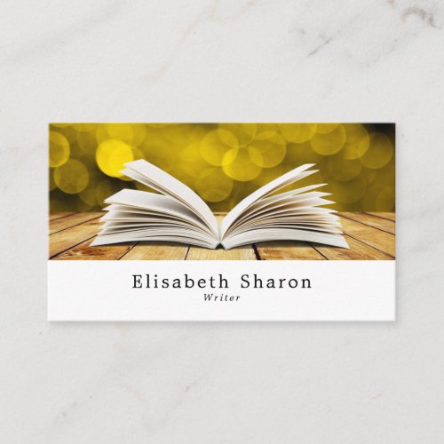 Trendy Open Book Writers Business Card