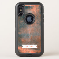 Trendy Orange and Blue Rolled Ink OtterBox Defender iPhone X Case
