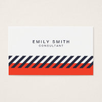 Trendy Orange and Blue Stripes Social Media Business Card