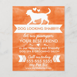 Trendy Orange and White Custom Dog Grooming Flyer