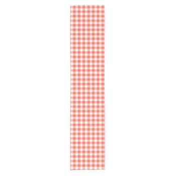 Trendy  Orange And White Gingham Check Pattern Short Table Runner by InTrendPatterns at Zazzle