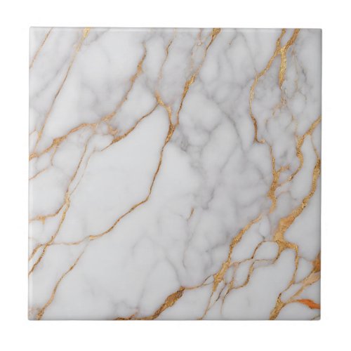 Trendy Orange and White Marble Ceramic Tile