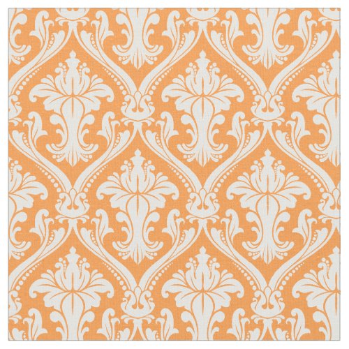 Trendy Orange Baroque Damask Pattern Fabric