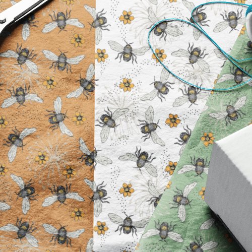 Trendy Orange Buzzing Honeybee for Spring  Summer Tissue Paper