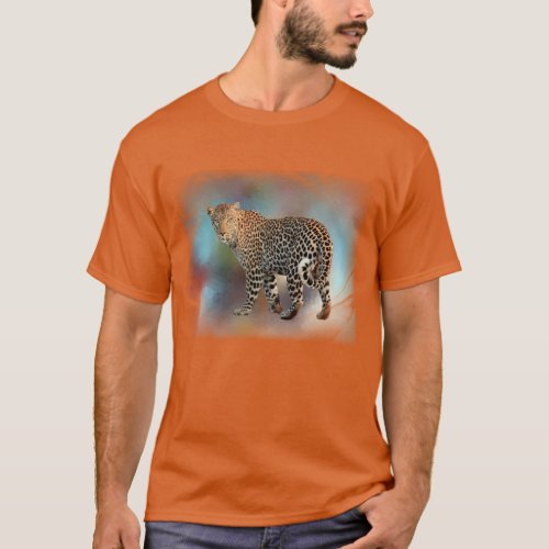Trendy Orange Colour Leopard Elegant Modern T_Shirt