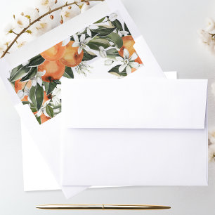 Trendy Orange Flowers & Leaf Beauty Frame Envelope Liner